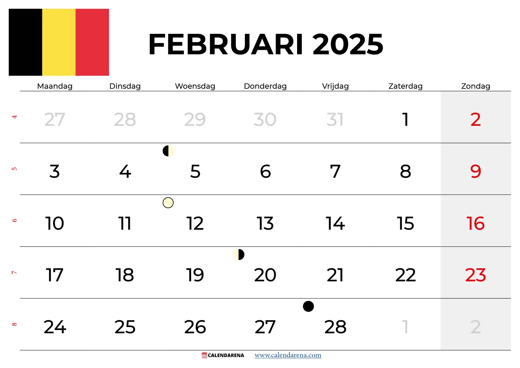 Kalender Februari 2025 België