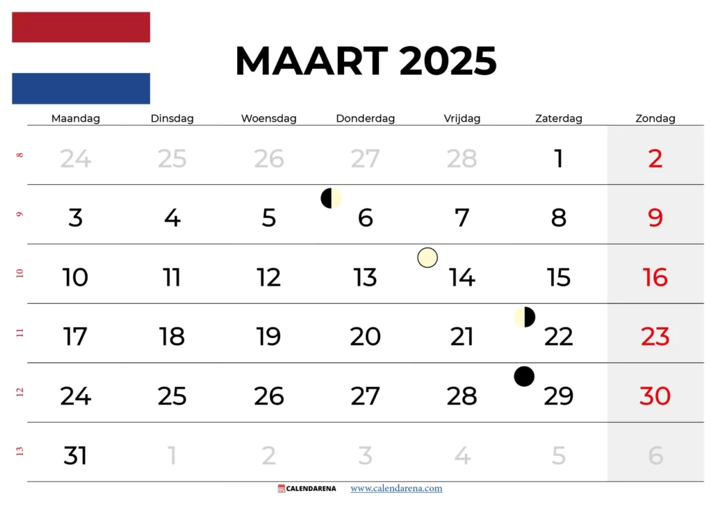 Kalender Maart 2025