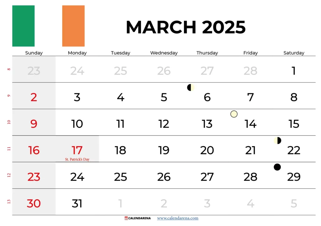 March 2025 Calendar Ireland