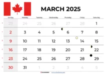 March Calendar 2025 With Holidays Canada