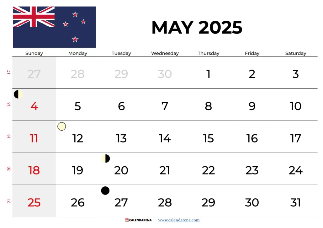 May 2025 Calendar Nz