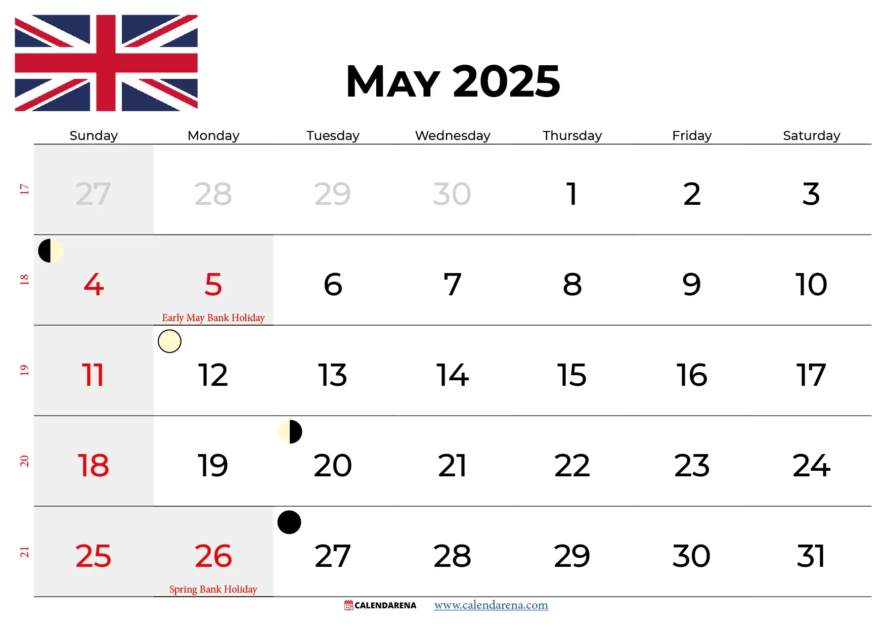 May 2025 Calendar With Holidays Uk Free 