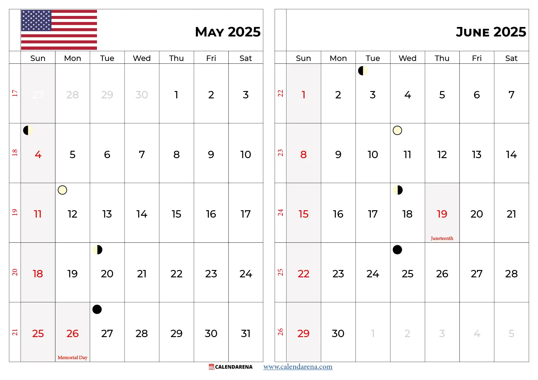 May June 2025 Calendar