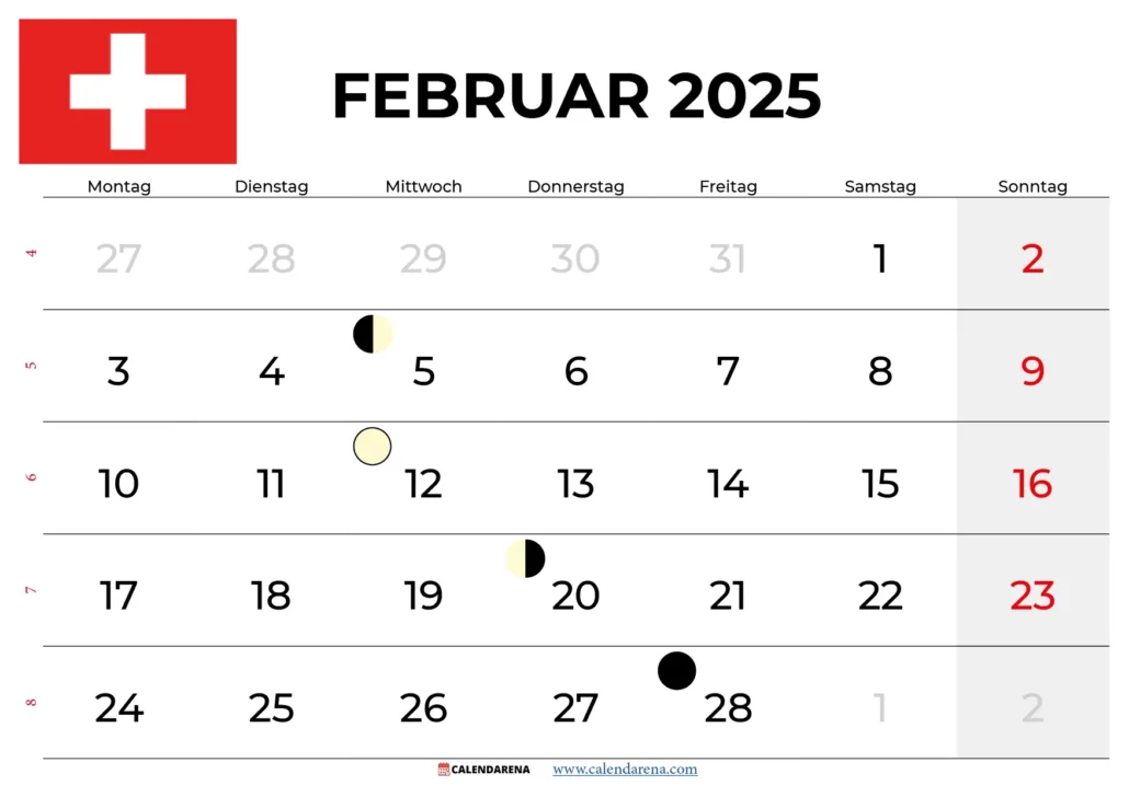 kalender februar 2025 schweiz