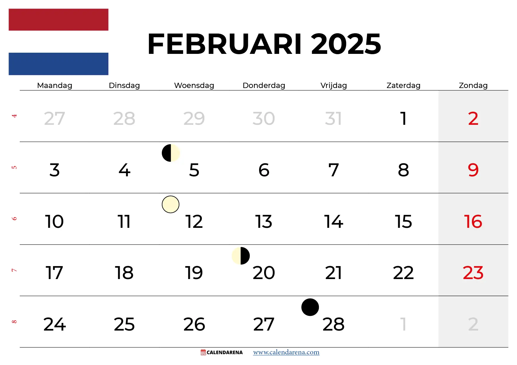 kalender februari 2025