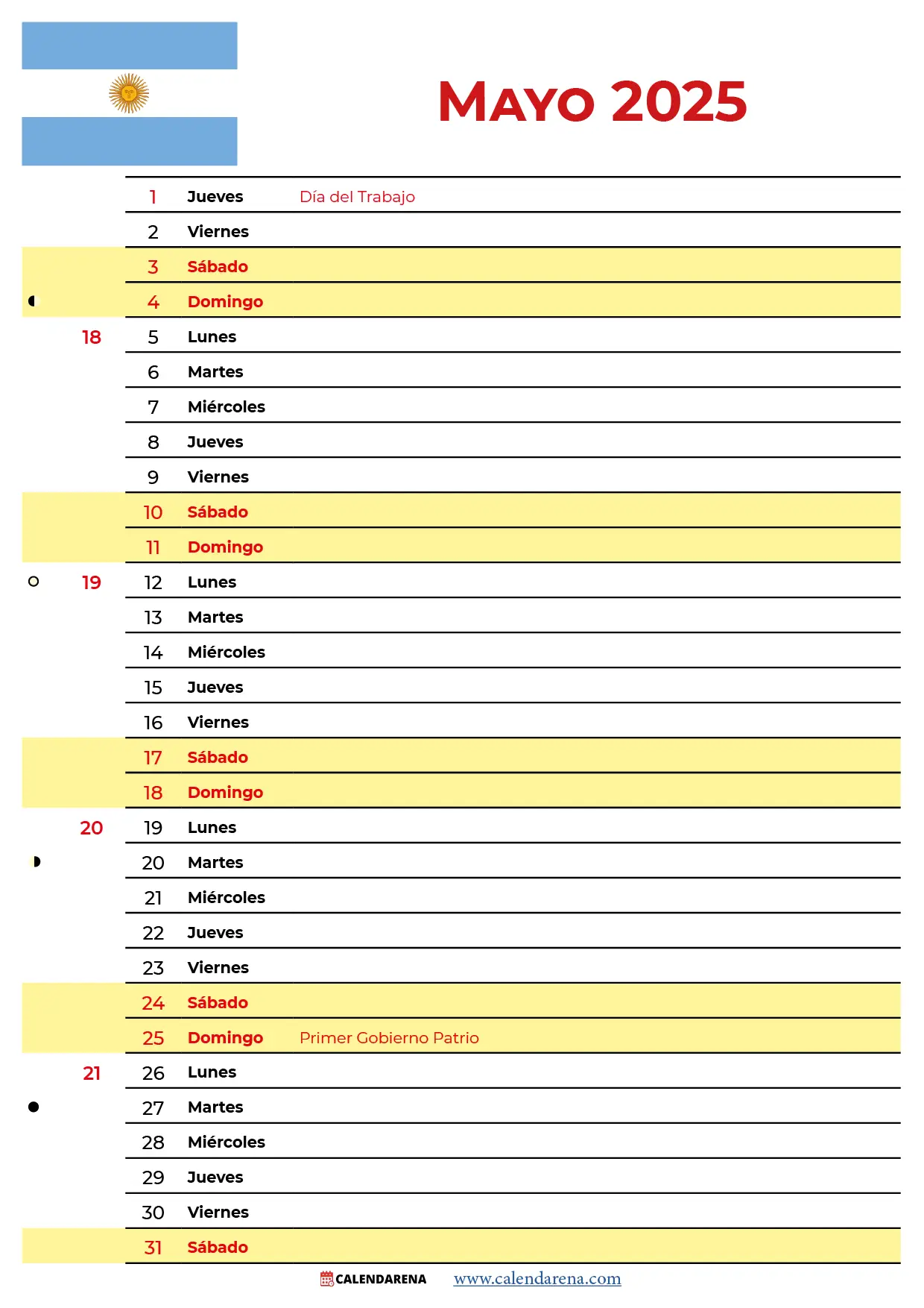 Calendario De Mayo 2025 Argentina