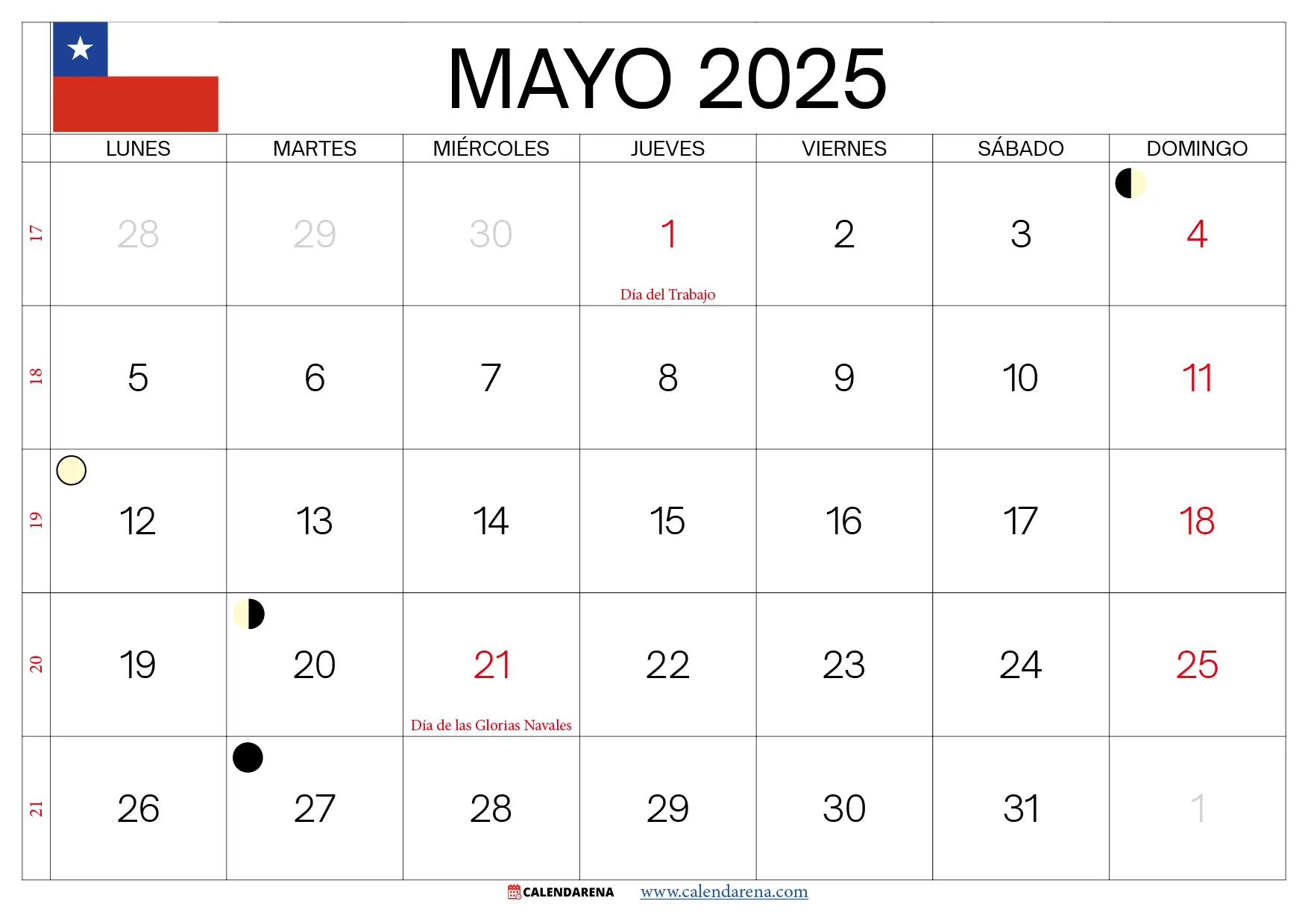 Calendario De Mayo 2025 Chile