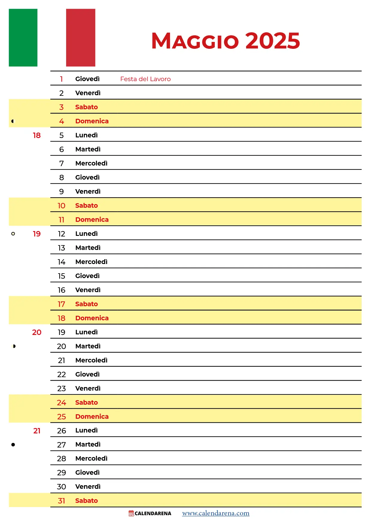 Calendario Di Maggio 2025