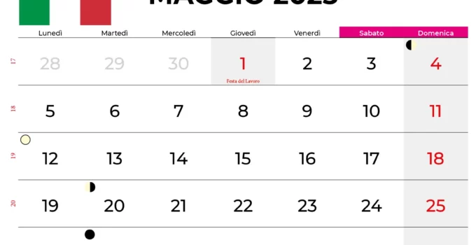 Calendario Maggio 2025 Con Festività