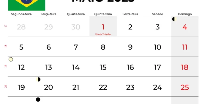 Calendário Maio 2025 Com Feriados