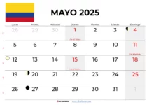 Calendario Mayo 2025 Colombia