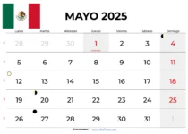 Calendario Mayo 2025 Mexico