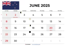 June 2025 Calendar Nz