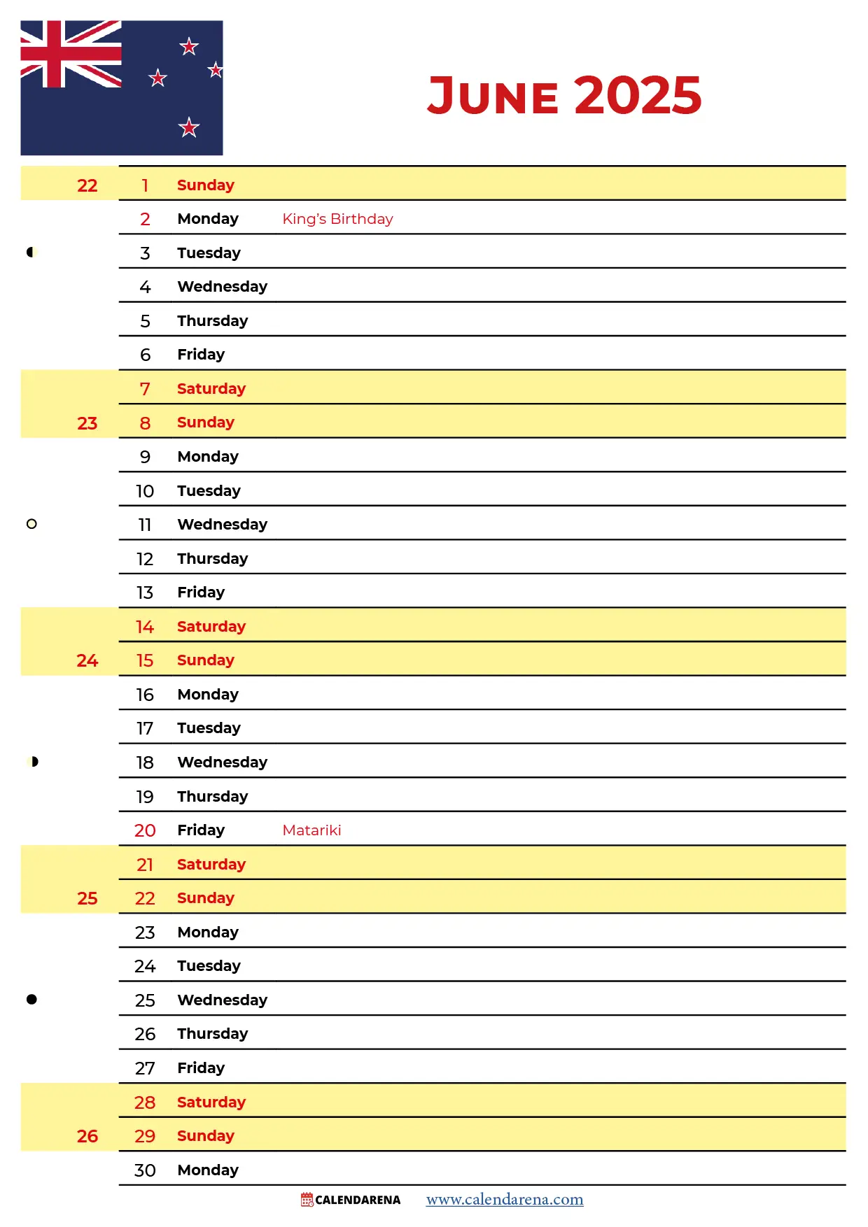 June 2025 Calendar With Holidays Nz