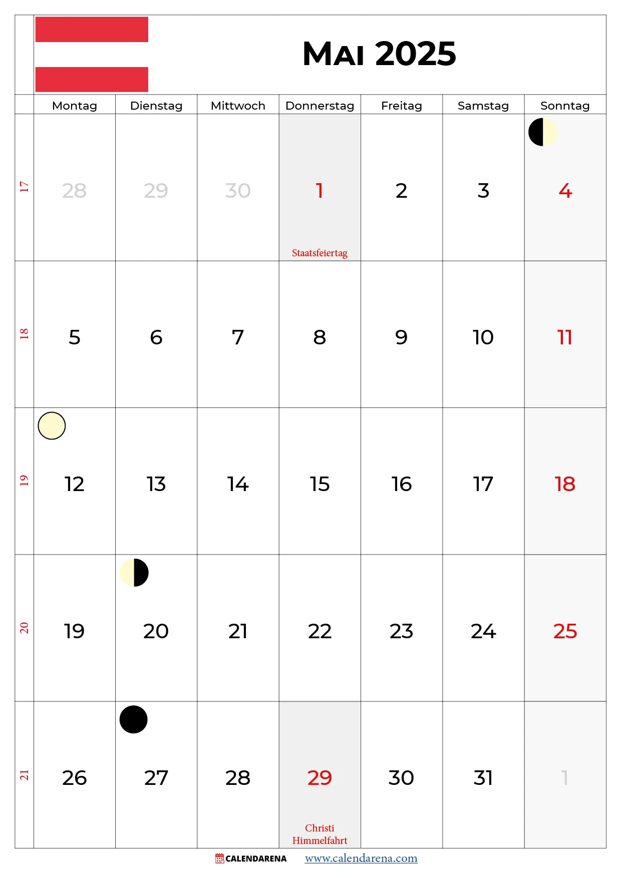 Kalender Mai 2025 Mit Feiertagen Österreich