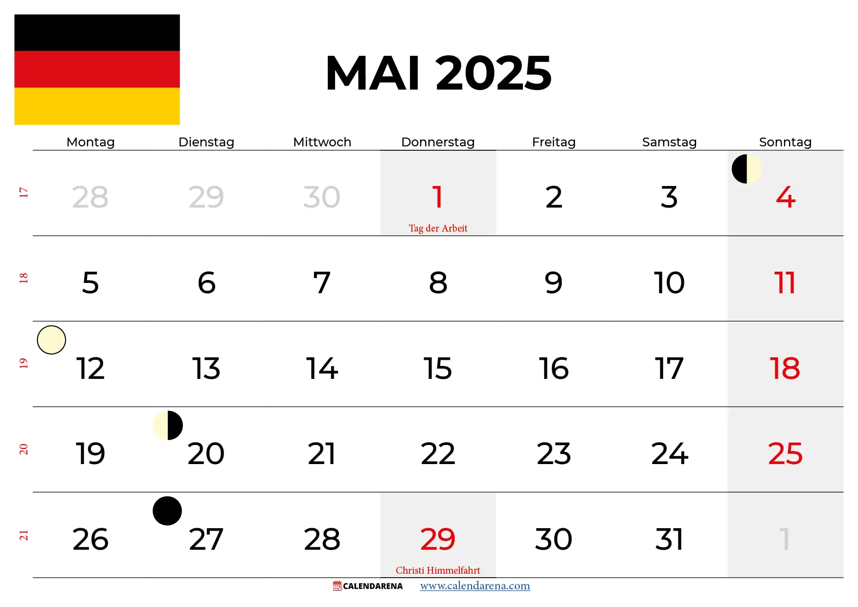 Kalender Mai 2025 Mit Feiertagen