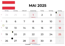 Kalender Mai 2025 Österreich