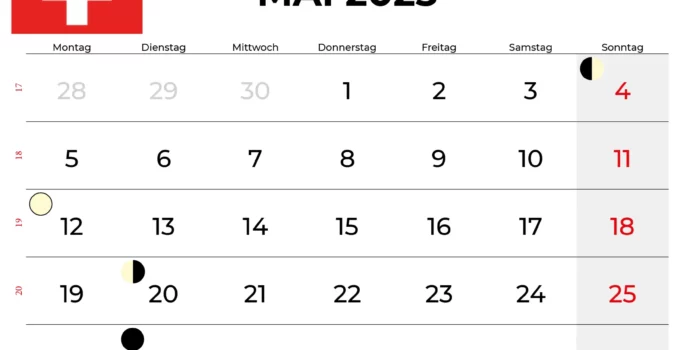 Kalender Mai 2025 schweiz