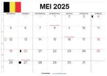 Mei 2025 Kalender België