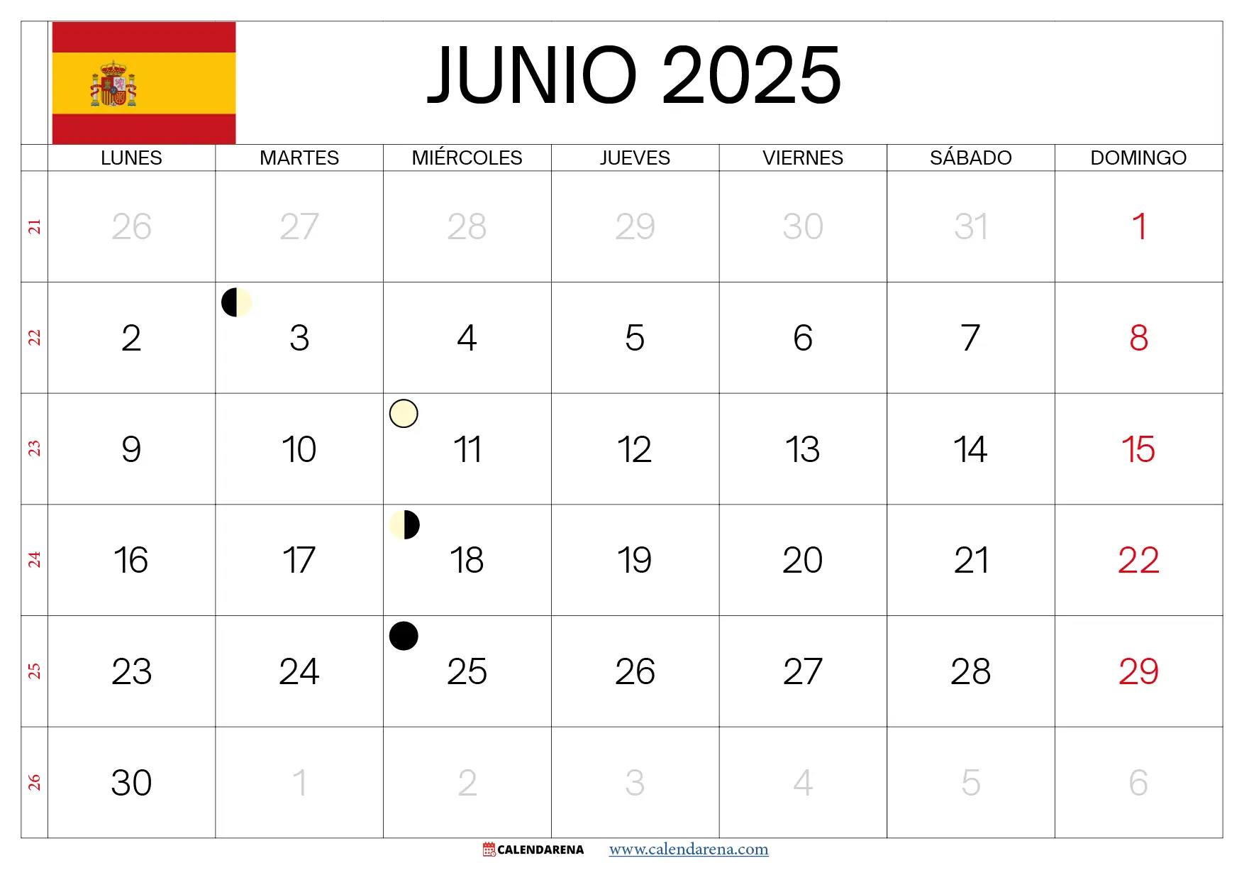 Calendario De Junio 2025