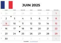 Calendrier Juin 2025