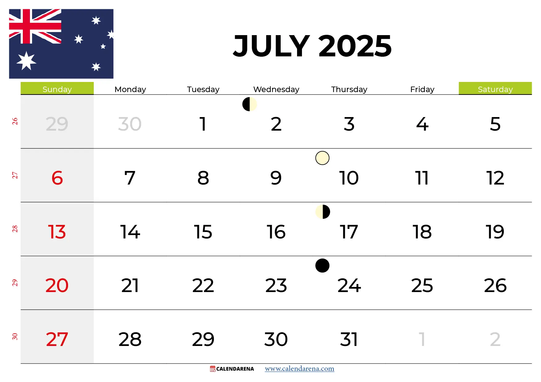 July 2025 Calendar With Holidays Australia