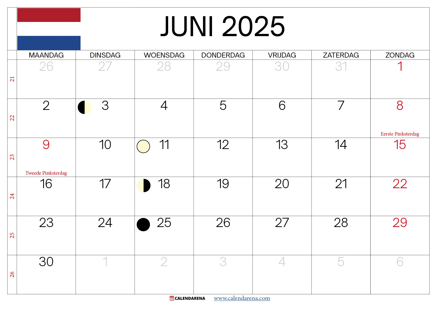 Juni 2025 Kalender