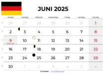 Kalender Juni 2025