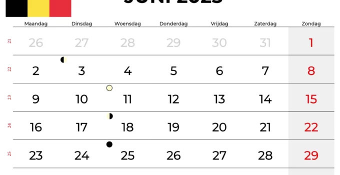 Kalender Juni 2025 Belgien