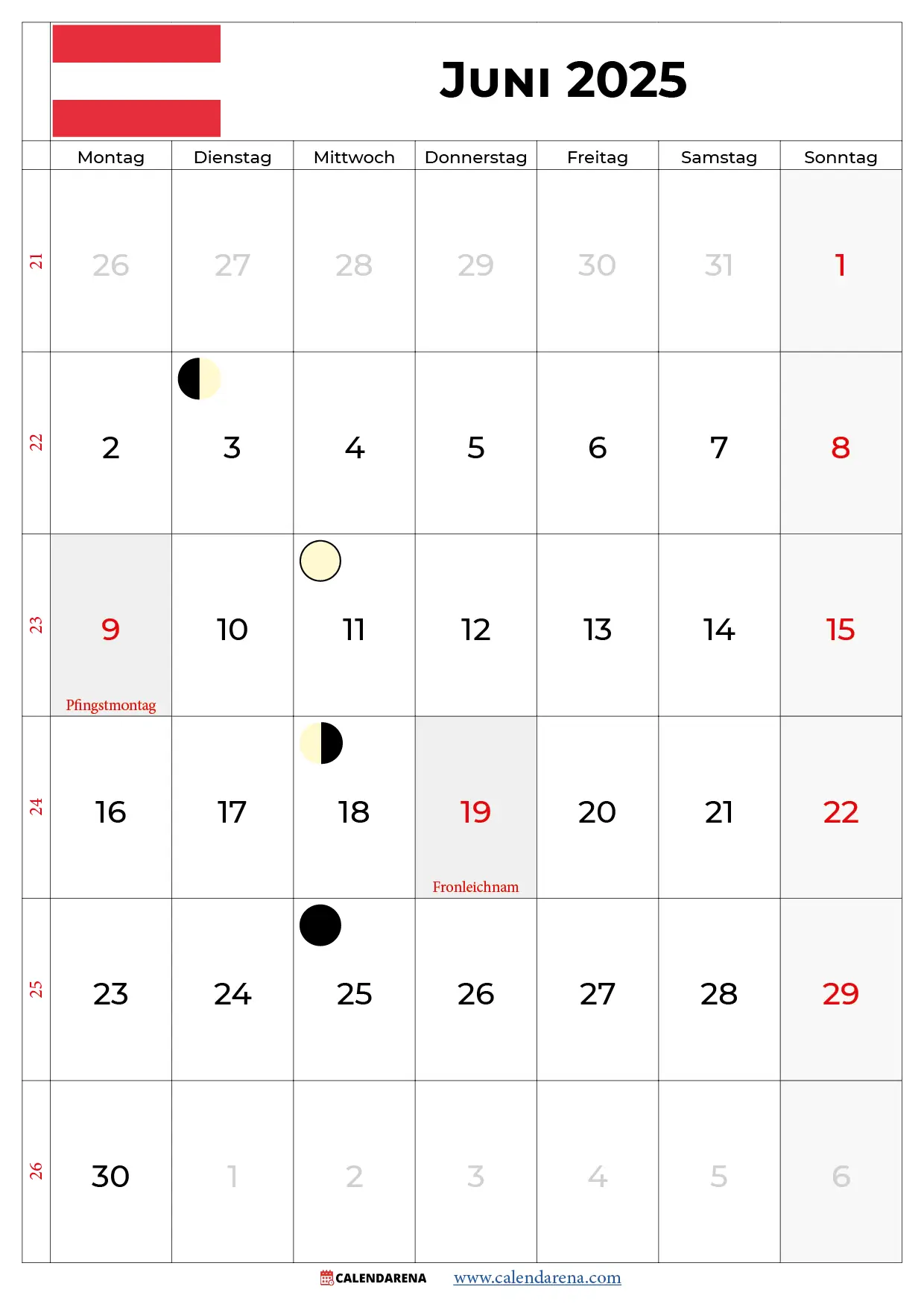 Kalender Juni 2025 Mit Feiertagen Österreich