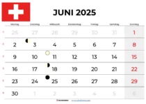 Kalender Juni 2025 Schweiz