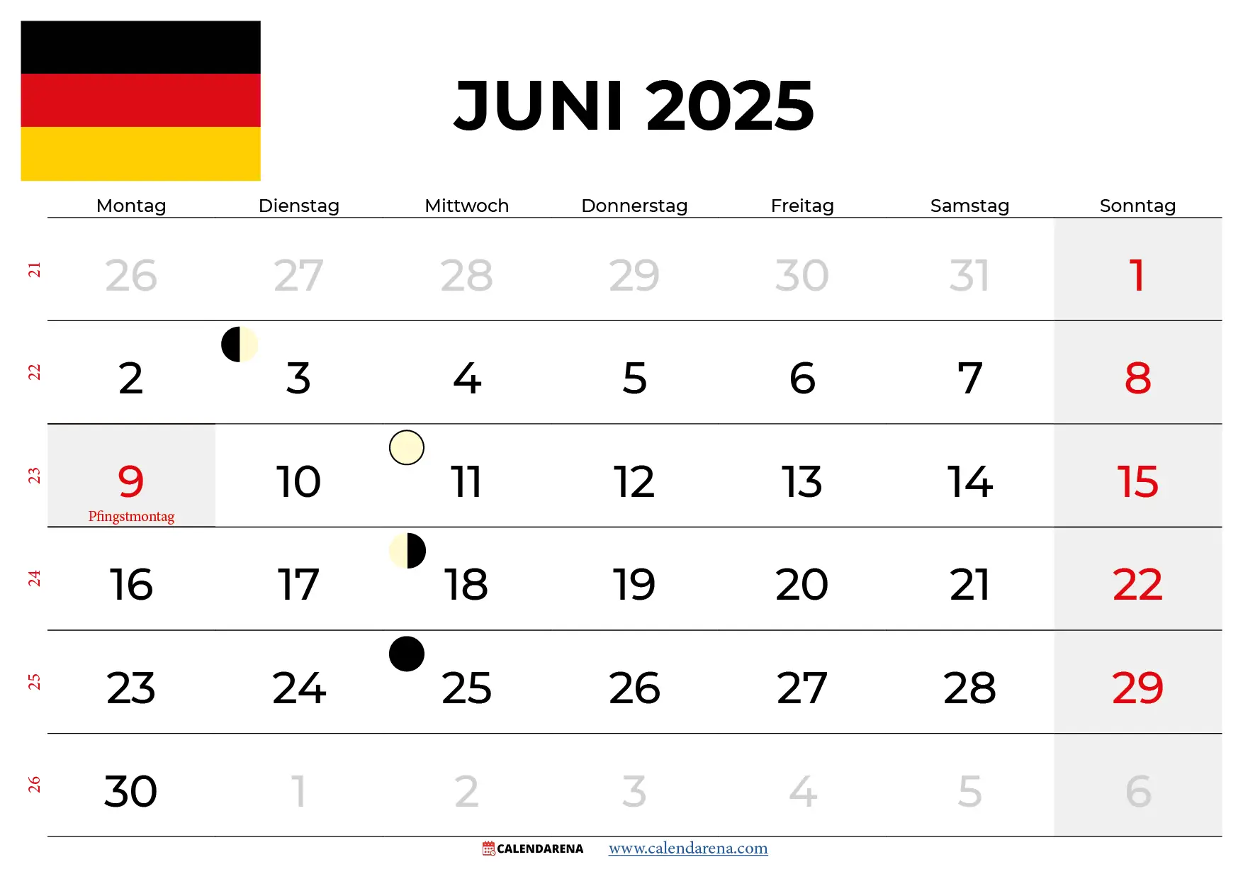 Kalender Juni 2025