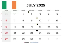 Calendar July 2025 Ireland