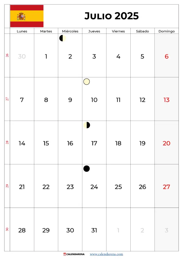 Calendario De Julio 2025 España