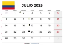 Calendario Julio 2025 Colombia