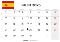 Calendario Julio 2025 España