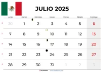 Calendario Julio 2025 México