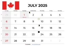 July Calendar 2025 Canada