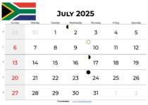 July Calendar 2025 South Africa