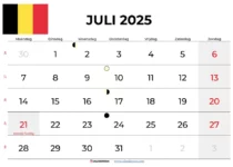 Kalender Juli 2025 België