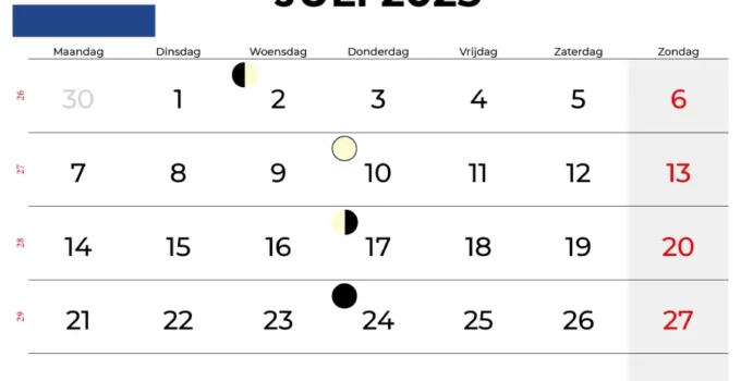 Kalender Juli 2025 Nederland