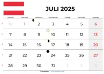 Kalender Juli 2025 Österreich