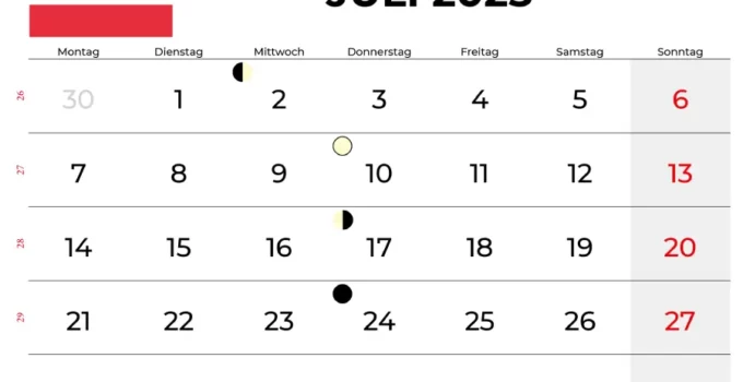 Kalender Juli 2025 Österreich