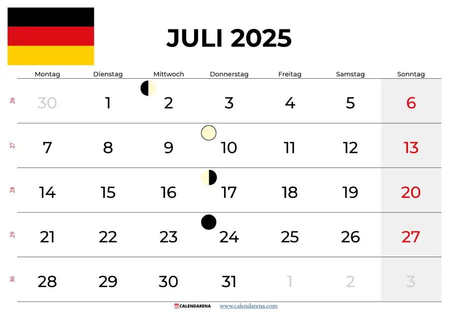 Kalender Juli 2025