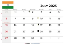 july 2025 calendar india