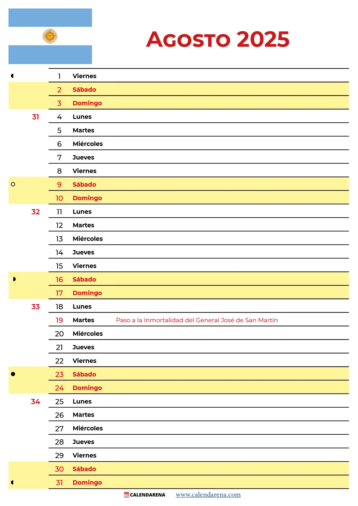 Agosto 2025 Calendario