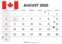 August 2025 Calendar Canada