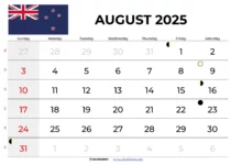 August 2025 Calendar Nz