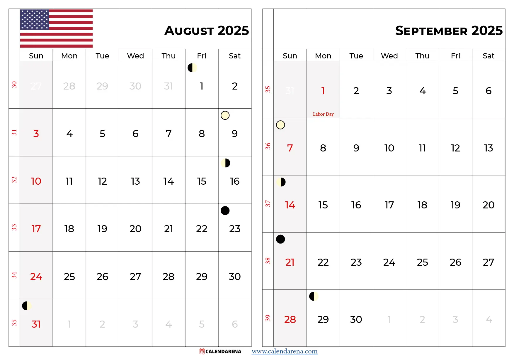 August September 2025 Calendar