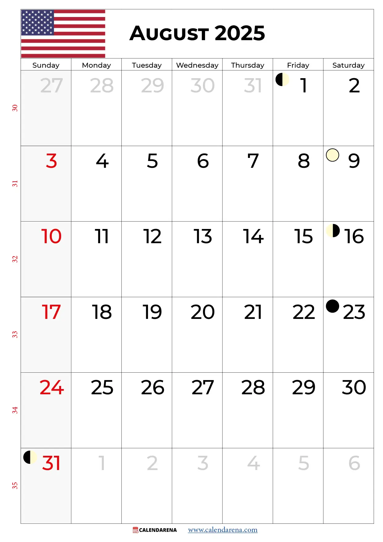 Calendar For August 2025